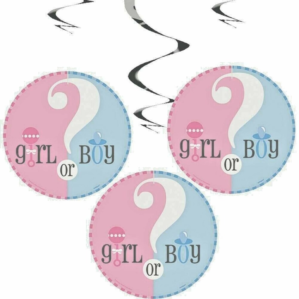Gender Reveal Hanging Party Decorations "Boy or Girl?" Lot of 3 PARTY SUPPLIES
